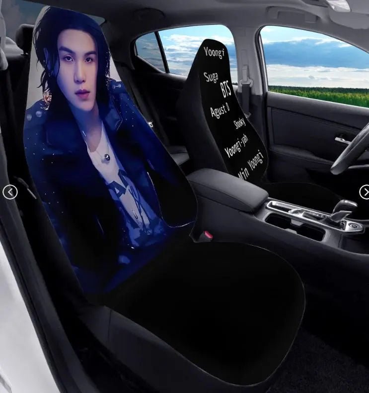 BTS Suga - Yoongi Car Seat Covers - Set of 2 - BTS Agust D car seat covers - bangtan army car accessories - bts car - Beyond The Shoppe