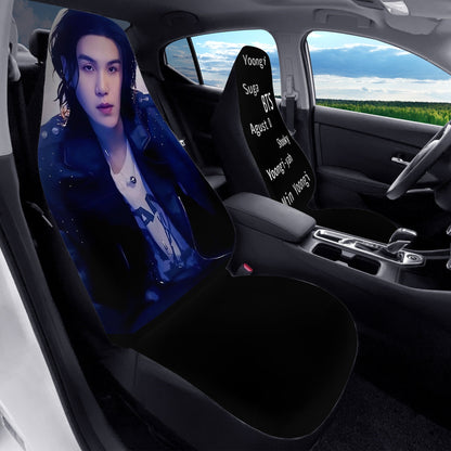 BTS Suga - Yoongi Car Seat Microfiber Covers - Set of 2 - BTS Agust D car seat covers - bangtan army car accessories - ARMY gift - Beyond The Shoppe