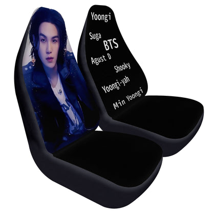BTS Suga - Yoongi Car Seat Microfiber Covers - Set of 2 - BTS Agust D car seat covers - bangtan army car accessories - ARMY gift - Beyond The Shoppe