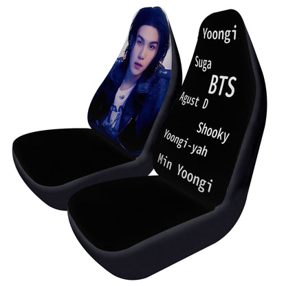 BTS Suga - Yoongi Car Seat Microfiber Covers - Set of 2 - BTS Agust D car seat covers - bangtan army car accessories - ARMY gift - Beyond The Shoppe