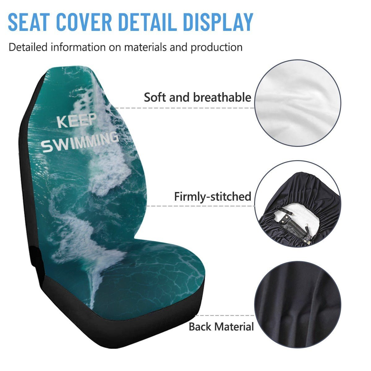 BTS SWIM - Keep Swimming Car Seat Microfiber Covers - Set of 2 - KPop car accessories - Beyond The Shoppe