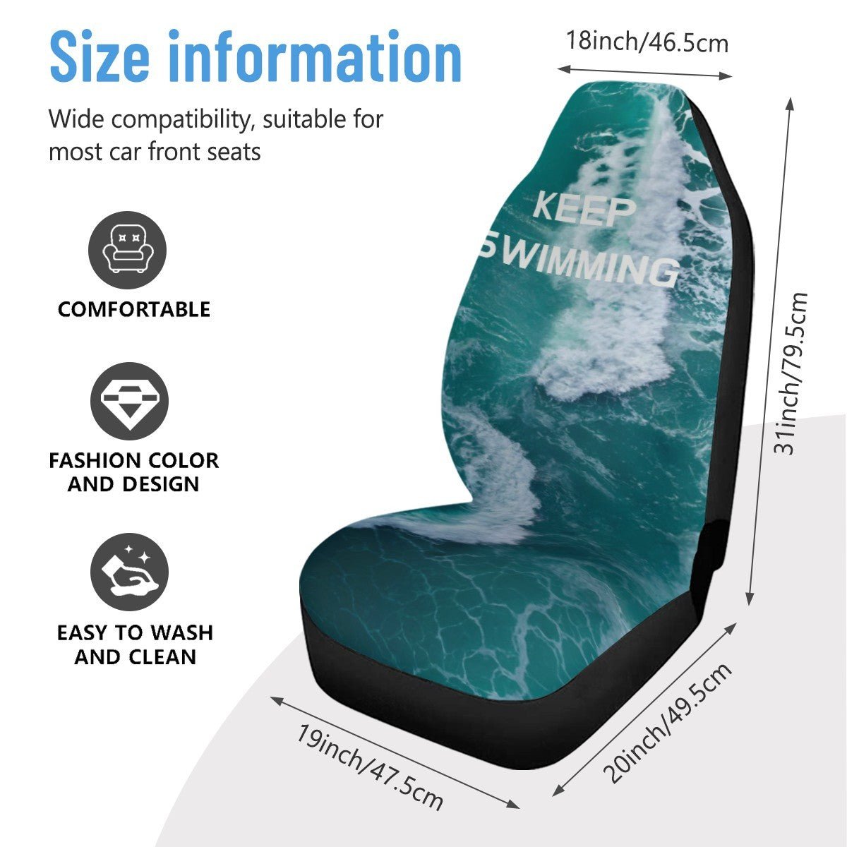 BTS SWIM - Keep Swimming Car Seat Microfiber Covers - Set of 2 - KPop car accessories - Beyond The Shoppe