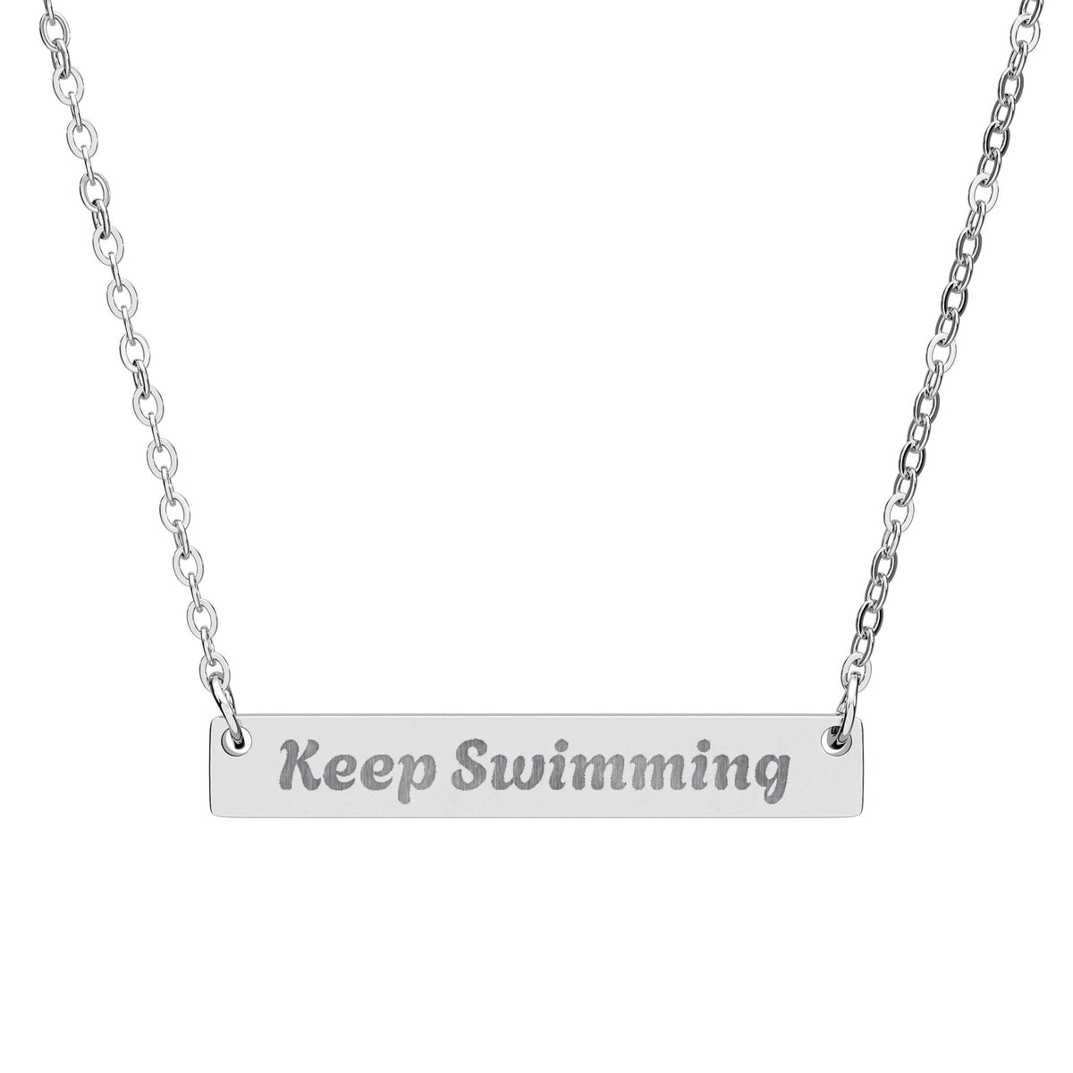 BTS Swim Keep Swimming Engraved Bar Necklace Necklace for Women & Men – Arirang Stainless Steel Pendant - Beyond The Shoppe