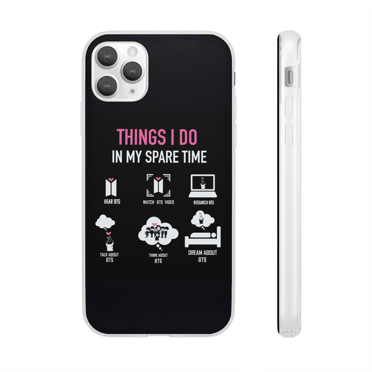 BTS Things I do in my spare time - B/W Cell Phone Case - iPhone, Samsung and Custom Covers - K - Pop Phone Covers, Gifts for Fans, Stylish Cell Phone Accessories - Beyond The Shoppe