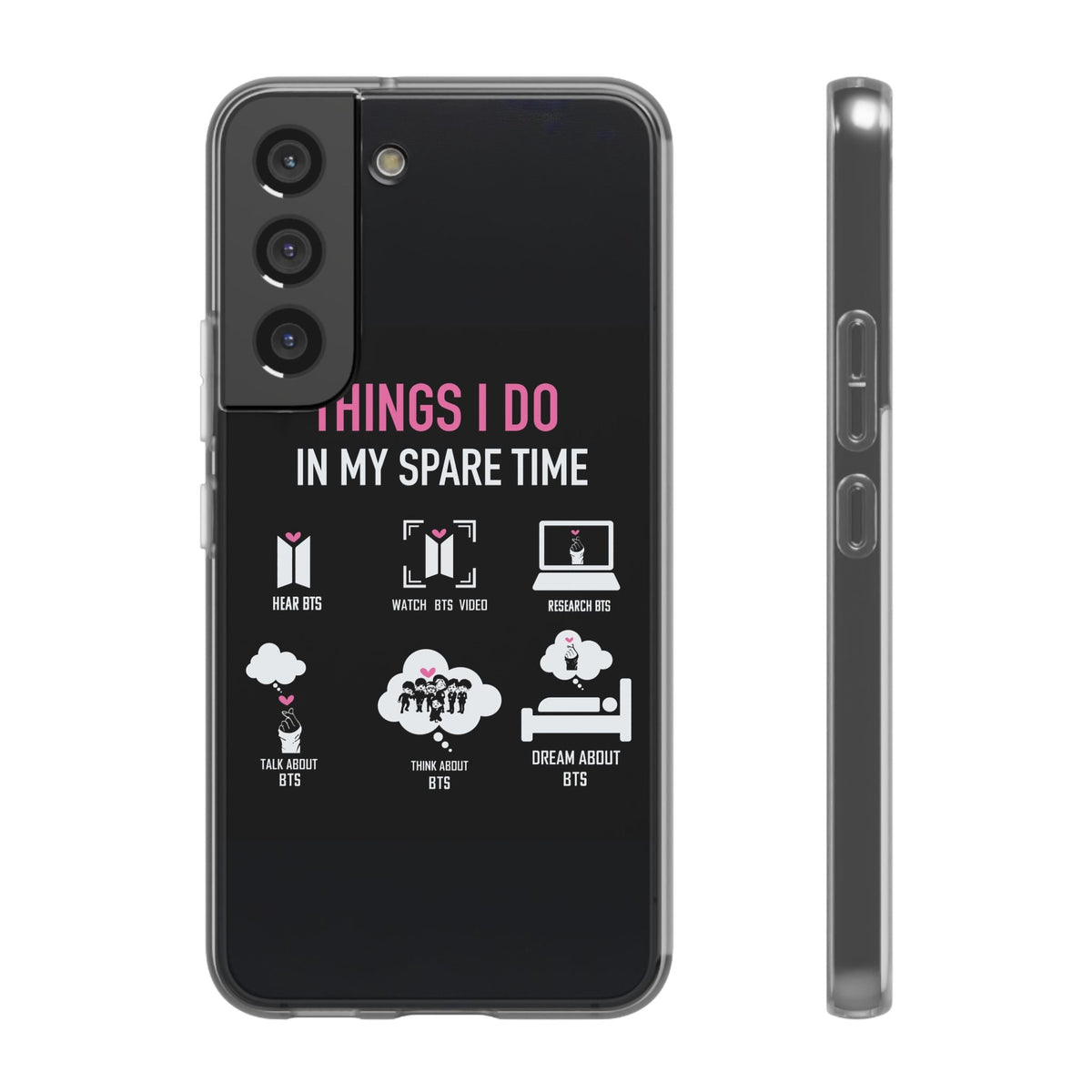 BTS Things I do in my spare time - B/W Cell Phone Case - iPhone, Samsung and Custom Covers - K - Pop Phone Covers, Gifts for Fans, Stylish Cell Phone Accessories - Beyond The Shoppe