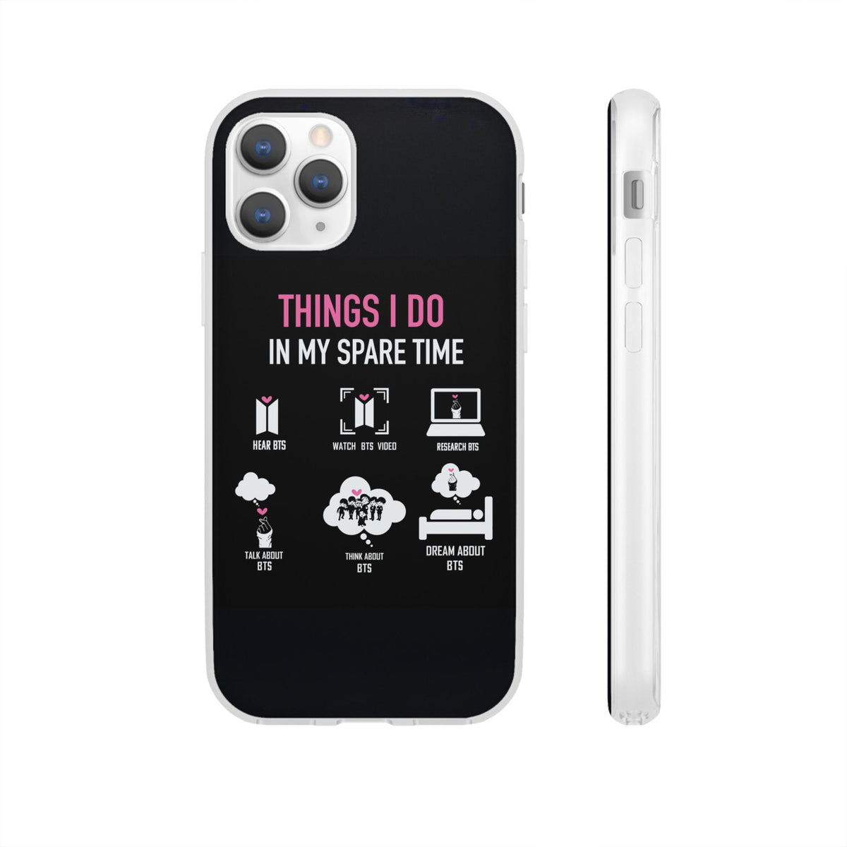 BTS Things I do in my spare time - B/W Cell Phone Case - iPhone, Samsung and Custom Covers - K - Pop Phone Covers, Gifts for Fans, Stylish Cell Phone Accessories - Beyond The Shoppe
