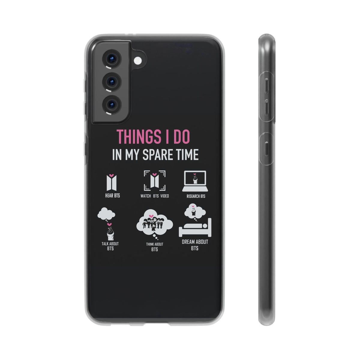 BTS Things I do in my spare time - B/W Cell Phone Case - iPhone, Samsung and Custom Covers - K - Pop Phone Covers, Gifts for Fans, Stylish Cell Phone Accessories - Beyond The Shoppe