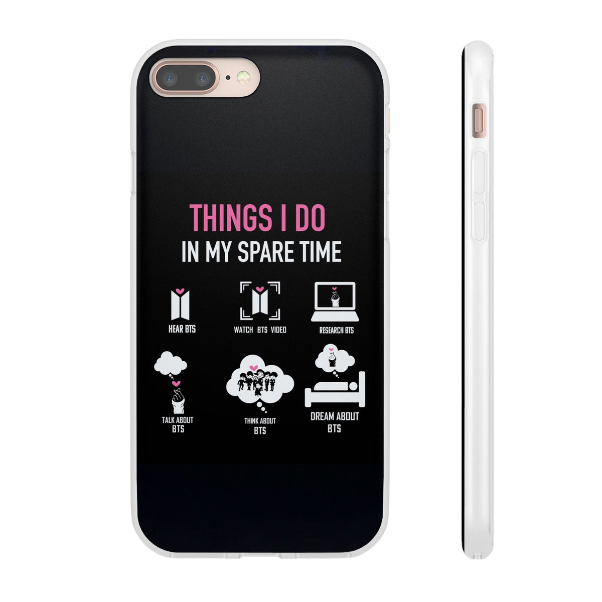 BTS Things I do in my spare time - B/W Cell Phone Case - iPhone, Samsung and Custom Covers - K - Pop Phone Covers, Gifts for Fans, Stylish Cell Phone Accessories - Beyond The Shoppe