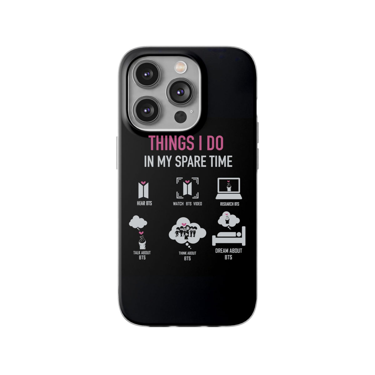BTS Things I do in my spare time - B/W Cell Phone Case - iPhone, Samsung and Custom Covers - K - Pop Phone Covers, Gifts for Fans, Stylish Cell Phone Accessories - Beyond The Shoppe