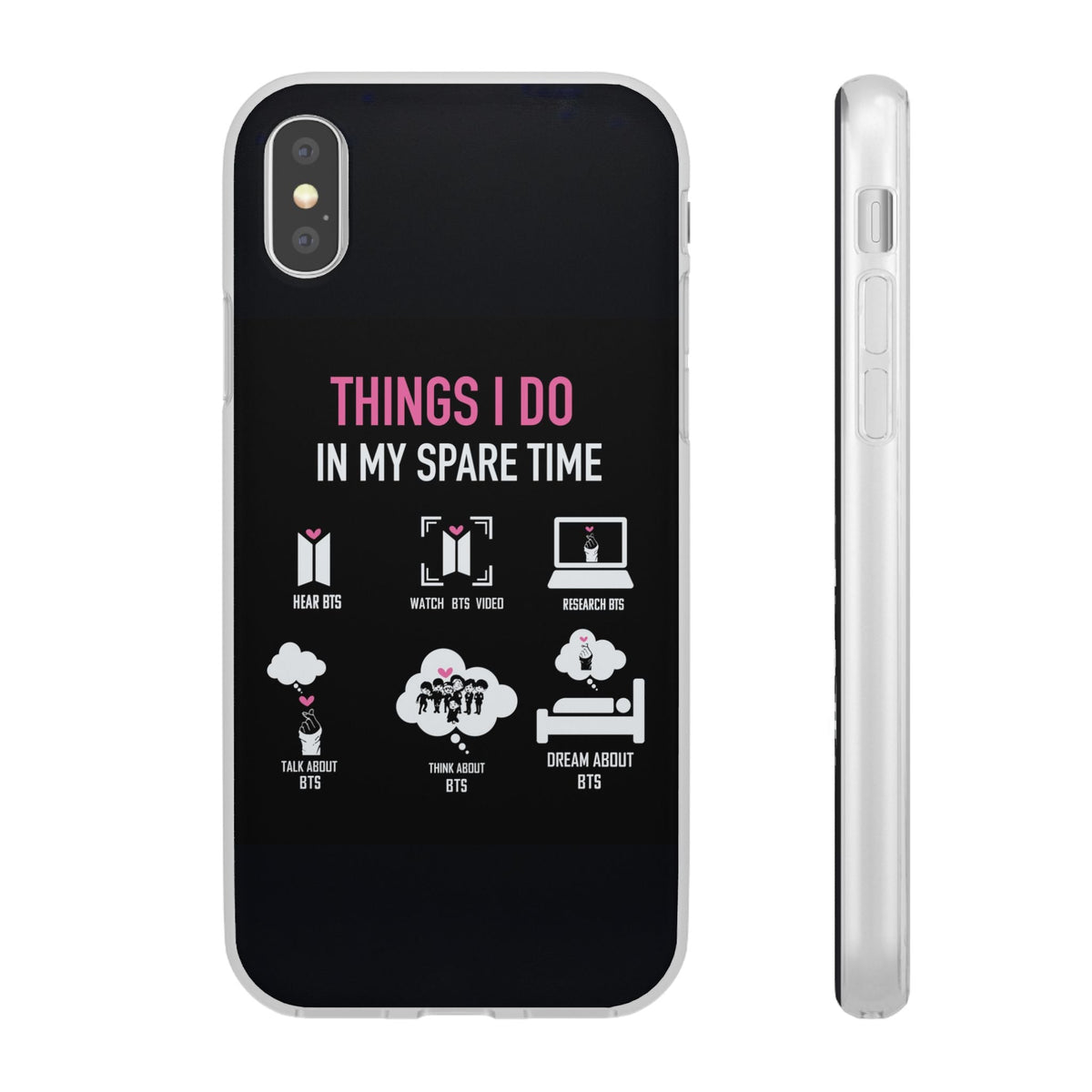BTS Things I do in my spare time - B/W Cell Phone Case - iPhone, Samsung and Custom Covers - K - Pop Phone Covers, Gifts for Fans, Stylish Cell Phone Accessories - Beyond The Shoppe