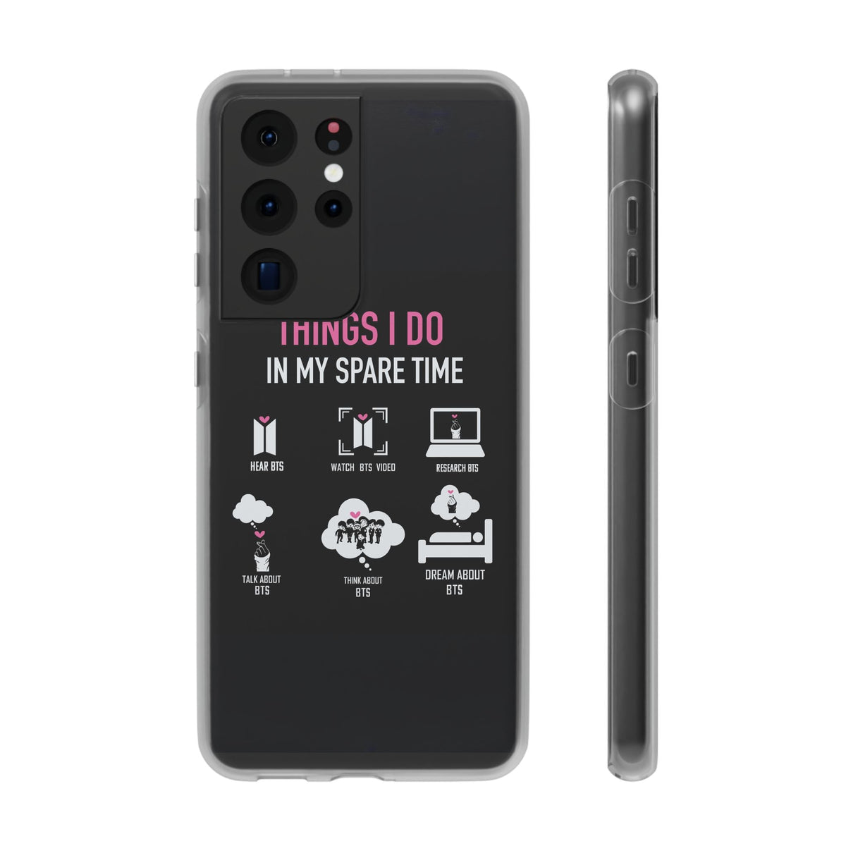 BTS Things I do in my spare time - B/W Cell Phone Case - iPhone, Samsung and Custom Covers - K - Pop Phone Covers, Gifts for Fans, Stylish Cell Phone Accessories - Beyond The Shoppe