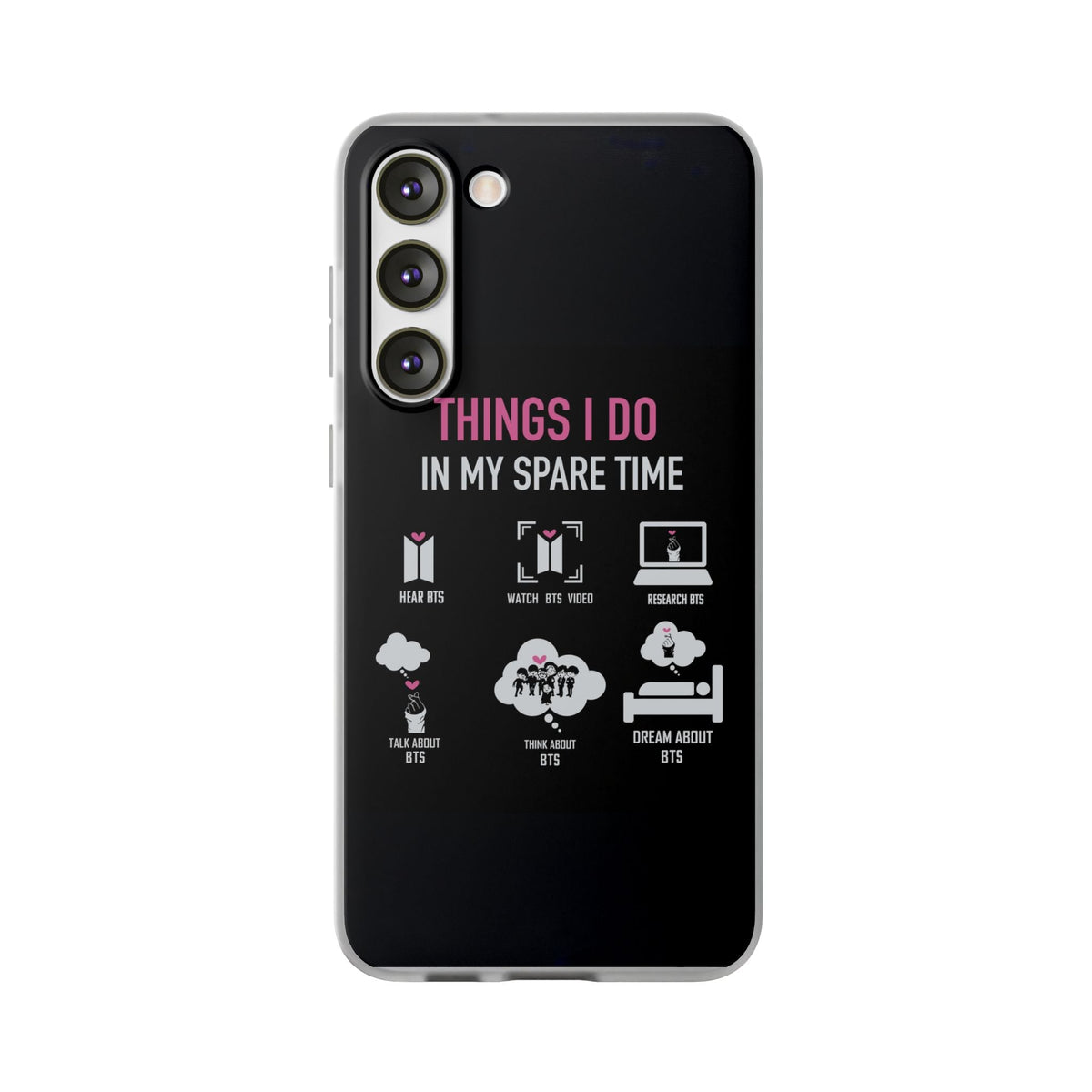 BTS Things I do in my spare time - B/W Cell Phone Case - iPhone, Samsung and Custom Covers - K - Pop Phone Covers, Gifts for Fans, Stylish Cell Phone Accessories - Beyond The Shoppe