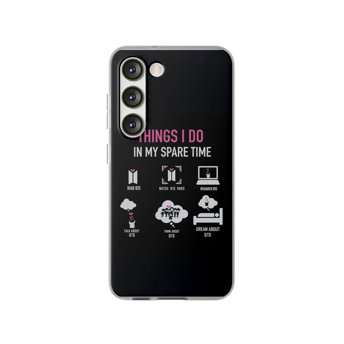 BTS Things I do in my spare time - B/W Cell Phone Case - iPhone, Samsung and Custom Covers - K - Pop Phone Covers, Gifts for Fans, Stylish Cell Phone Accessories - Beyond The Shoppe