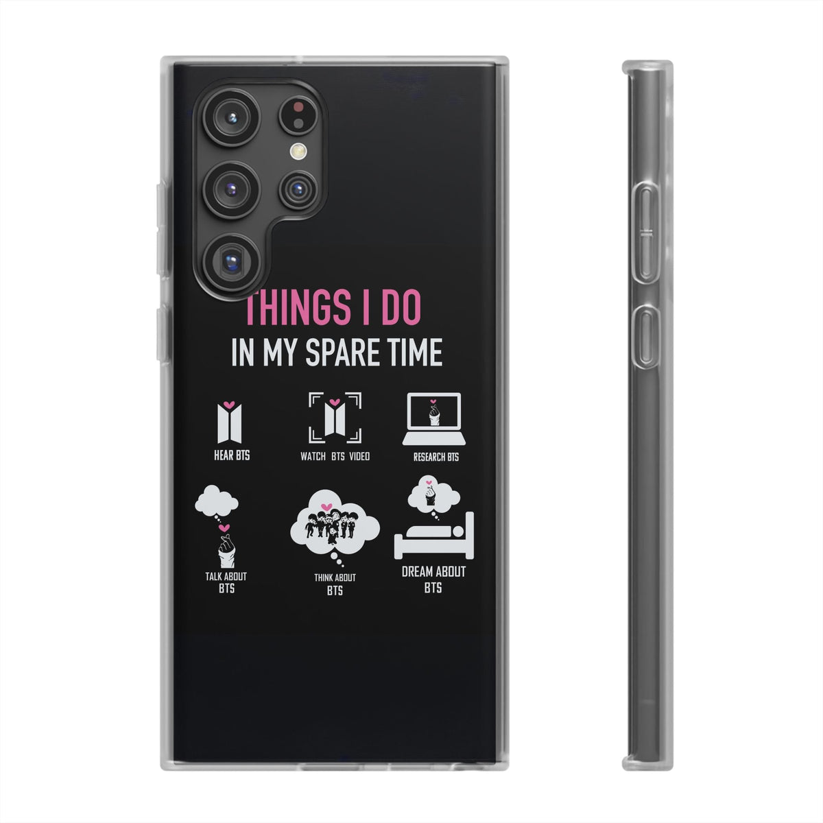 BTS Things I do in my spare time - B/W Cell Phone Case - iPhone, Samsung and Custom Covers - K - Pop Phone Covers, Gifts for Fans, Stylish Cell Phone Accessories - Beyond The Shoppe