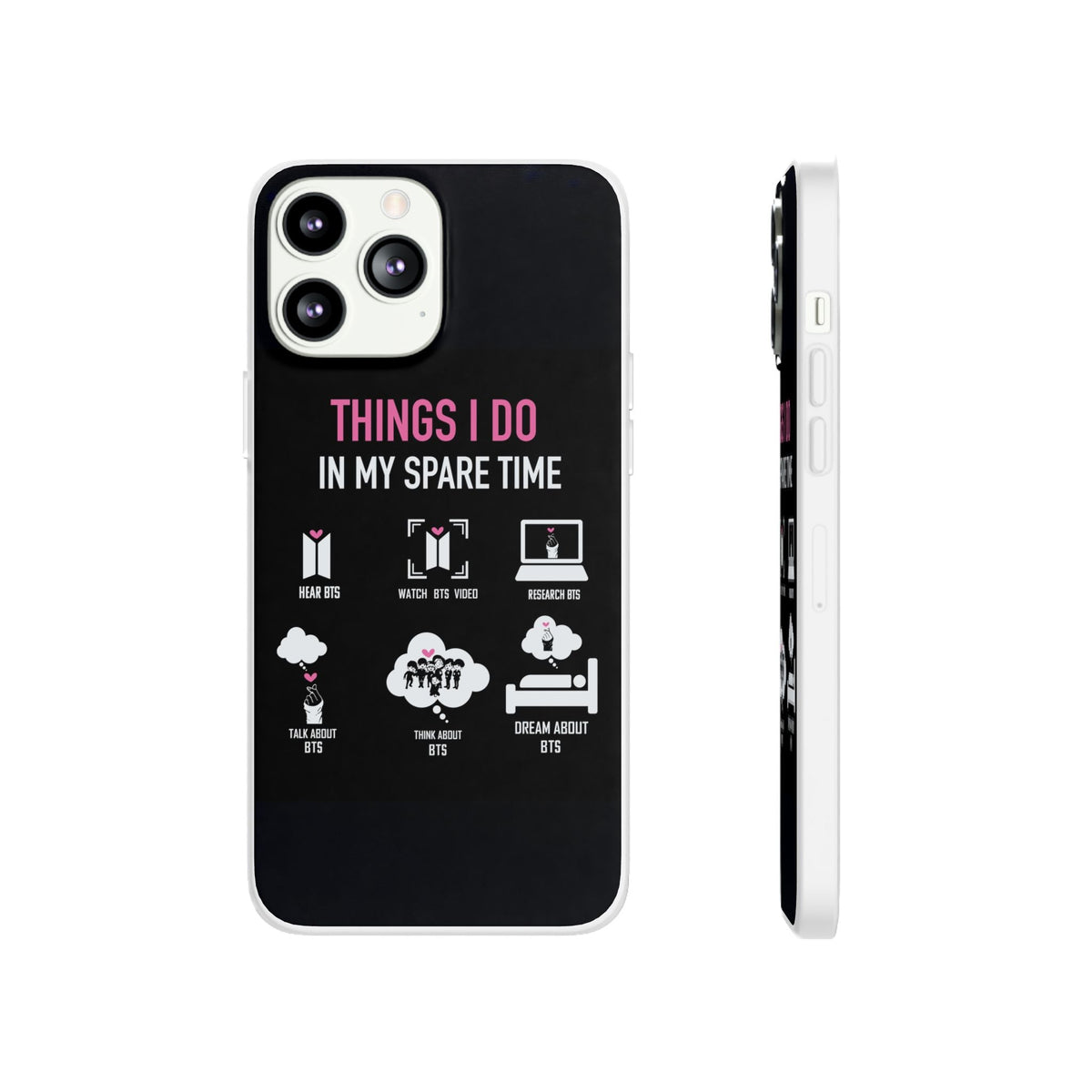 BTS Things I do in my spare time - B/W Cell Phone Case - iPhone, Samsung and Custom Covers - K - Pop Phone Covers, Gifts for Fans, Stylish Cell Phone Accessories - Beyond The Shoppe