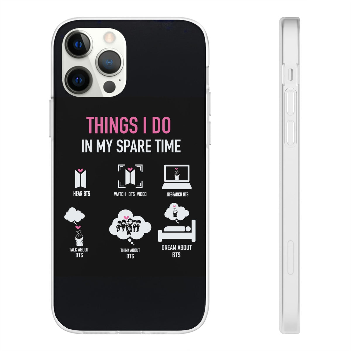 BTS Things I do in my spare time - B/W Cell Phone Case - iPhone, Samsung and Custom Covers - K - Pop Phone Covers, Gifts for Fans, Stylish Cell Phone Accessories - Beyond The Shoppe