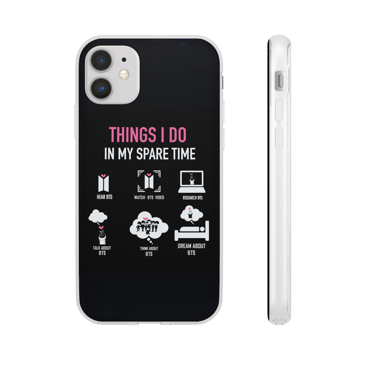 BTS Things I do in my spare time - B/W Cell Phone Case - iPhone, Samsung and Custom Covers - K - Pop Phone Covers, Gifts for Fans, Stylish Cell Phone Accessories - Beyond The Shoppe