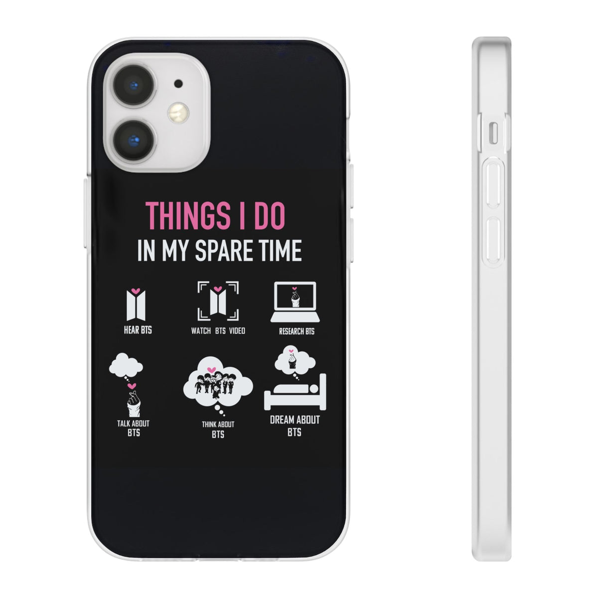 BTS Things I do in my spare time - B/W Cell Phone Case - iPhone, Samsung and Custom Covers - K - Pop Phone Covers, Gifts for Fans, Stylish Cell Phone Accessories - Beyond The Shoppe