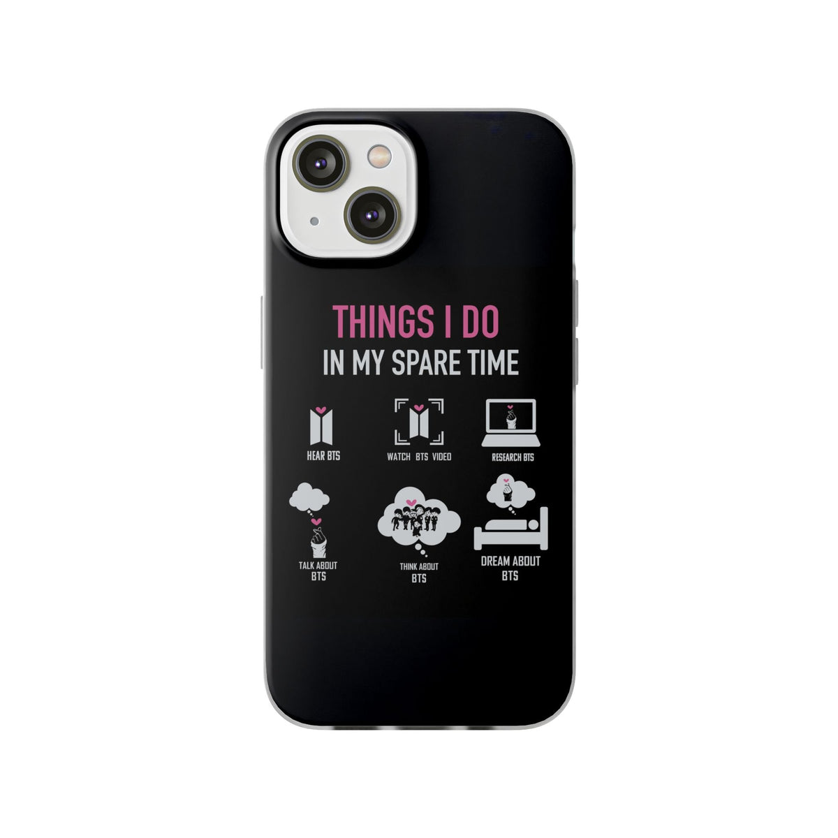 BTS Things I do in my spare time - B/W Cell Phone Case - iPhone, Samsung and Custom Covers - K - Pop Phone Covers, Gifts for Fans, Stylish Cell Phone Accessories - Beyond The Shoppe