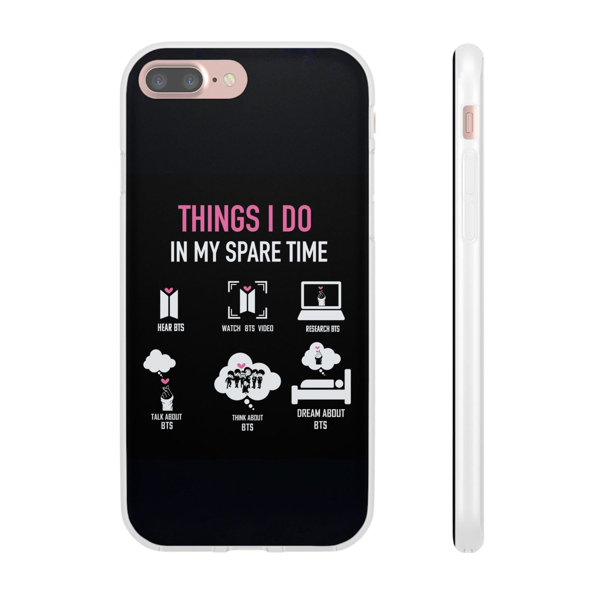 BTS Things I do in my spare time - B/W Cell Phone Case - iPhone, Samsung and Custom Covers - K - Pop Phone Covers, Gifts for Fans, Stylish Cell Phone Accessories - Beyond The Shoppe