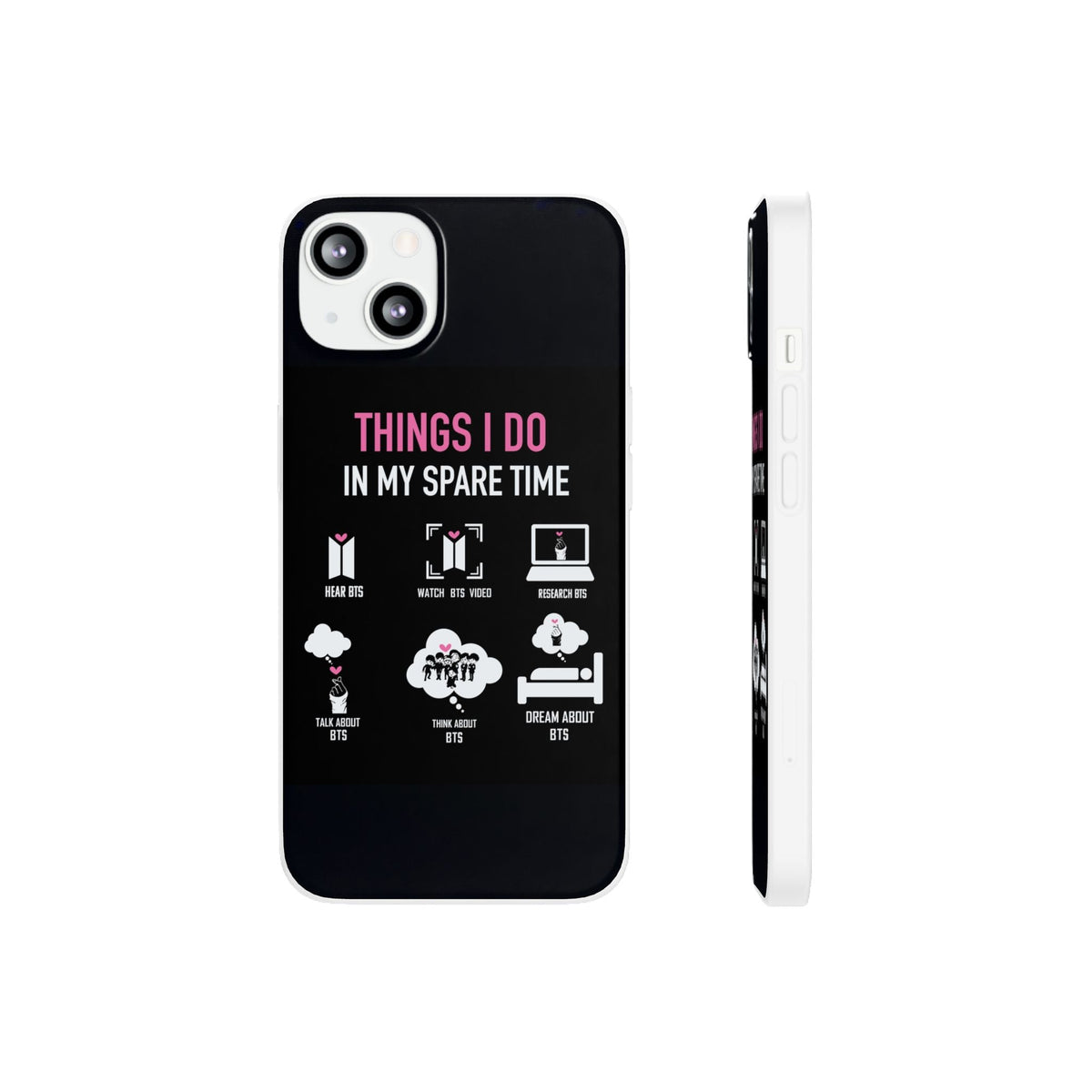 BTS Things I do in my spare time - B/W Cell Phone Case - iPhone, Samsung and Custom Covers - K - Pop Phone Covers, Gifts for Fans, Stylish Cell Phone Accessories - Beyond The Shoppe