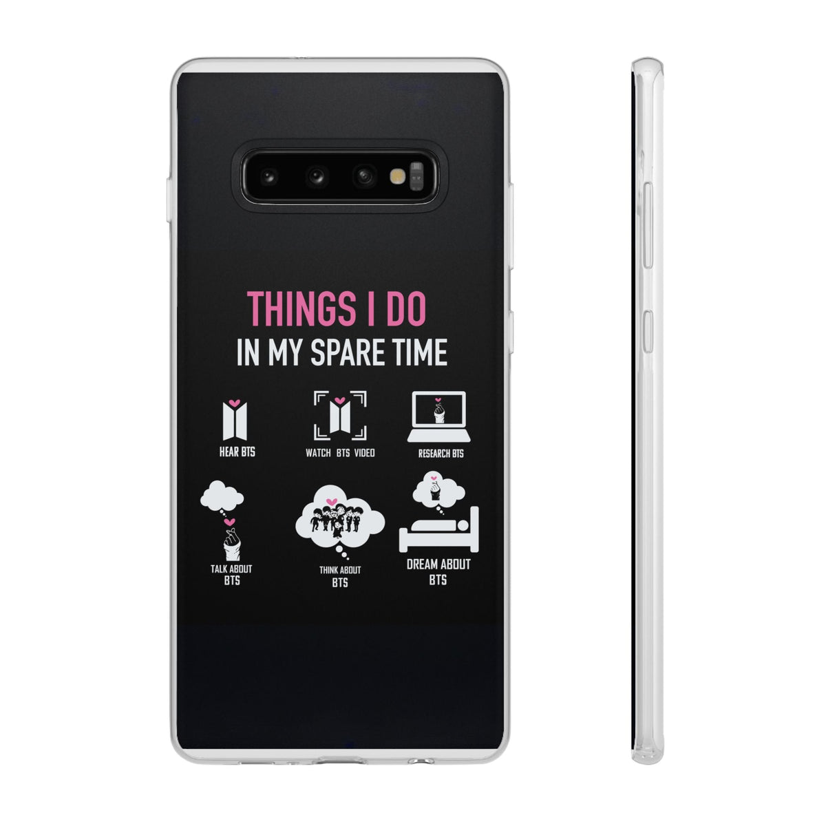 BTS Things I do in my spare time - B/W Cell Phone Case - iPhone, Samsung and Custom Covers - K - Pop Phone Covers, Gifts for Fans, Stylish Cell Phone Accessories - Beyond The Shoppe
