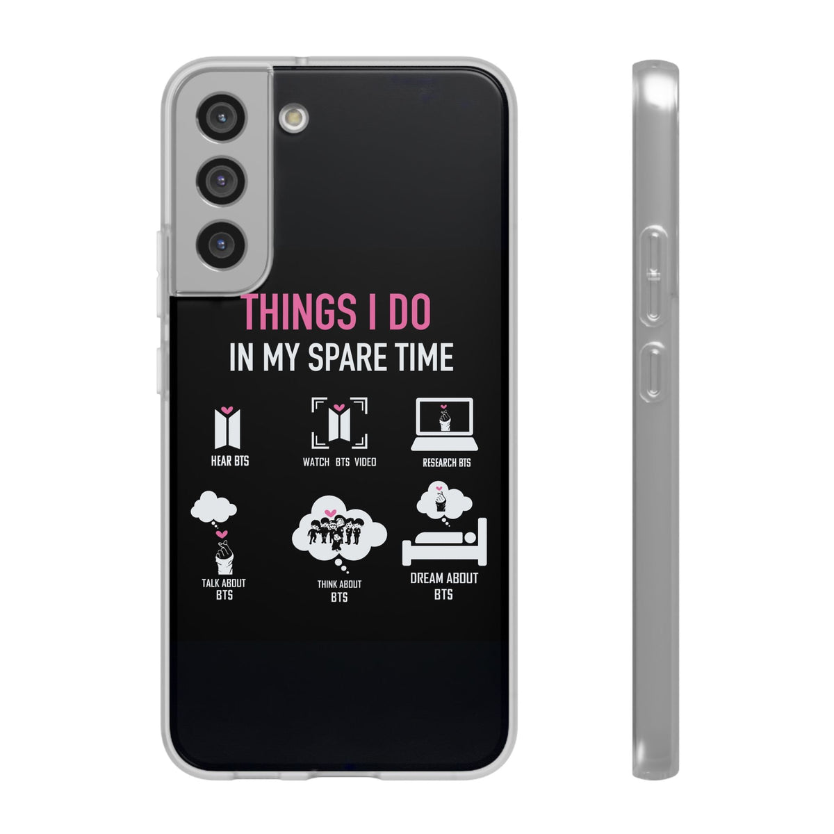 BTS Things I do in my spare time - B/W Cell Phone Case - iPhone, Samsung and Custom Covers - K - Pop Phone Covers, Gifts for Fans, Stylish Cell Phone Accessories - Beyond The Shoppe