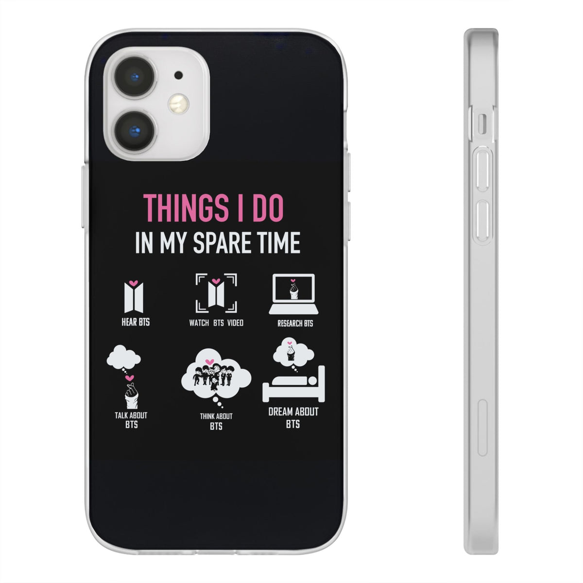 BTS Things I do in my spare time - B/W Cell Phone Case - iPhone, Samsung and Custom Covers - K - Pop Phone Covers, Gifts for Fans, Stylish Cell Phone Accessories - Beyond The Shoppe