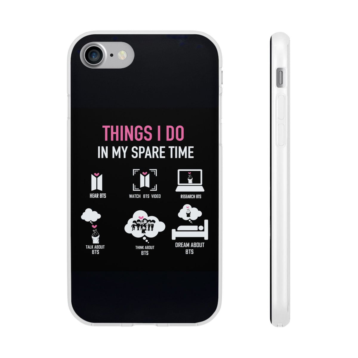 BTS Things I do in my spare time - B/W Cell Phone Case - iPhone, Samsung and Custom Covers - K - Pop Phone Covers, Gifts for Fans, Stylish Cell Phone Accessories - Beyond The Shoppe