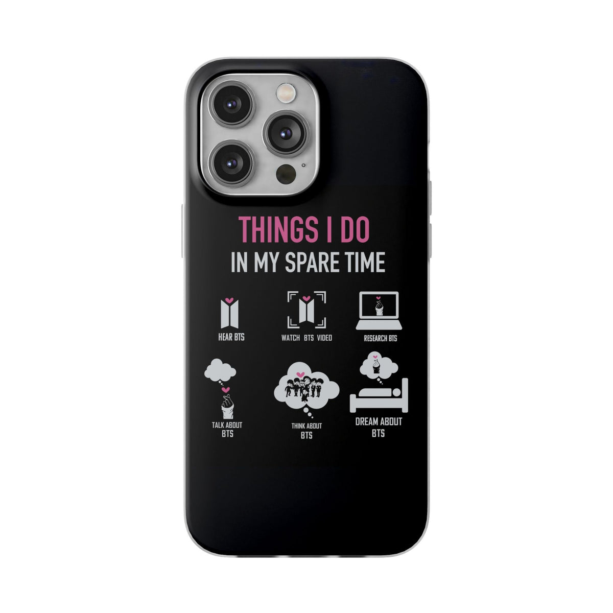 BTS Things I do in my spare time - B/W Cell Phone Case - iPhone, Samsung and Custom Covers - K - Pop Phone Covers, Gifts for Fans, Stylish Cell Phone Accessories - Beyond The Shoppe