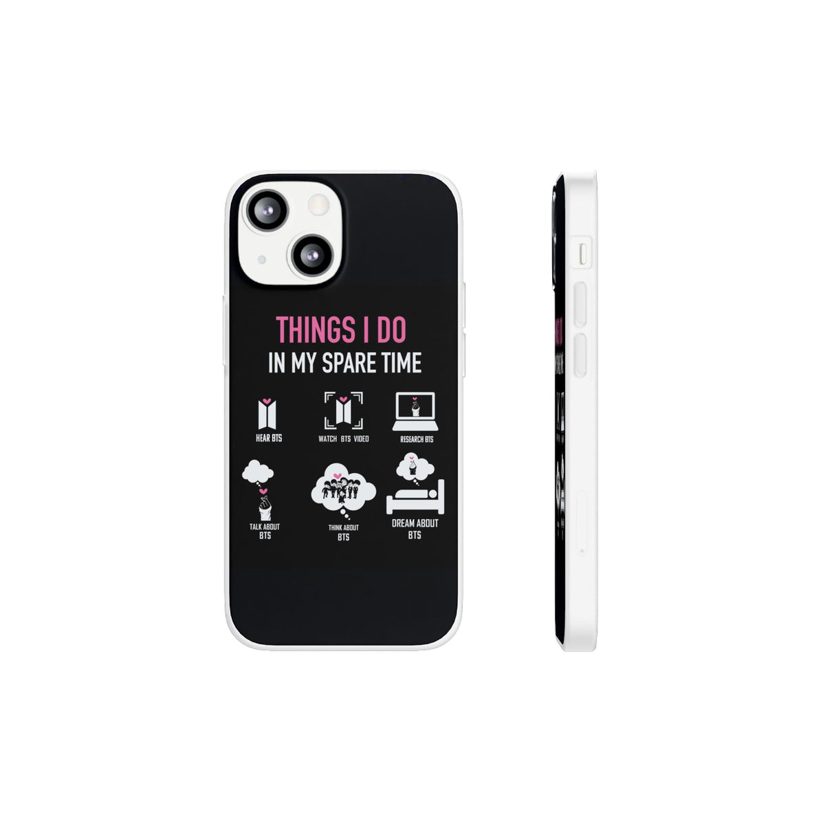 BTS Things I do in my spare time - B/W Cell Phone Case - iPhone, Samsung and Custom Covers - K - Pop Phone Covers, Gifts for Fans, Stylish Cell Phone Accessories - Beyond The Shoppe