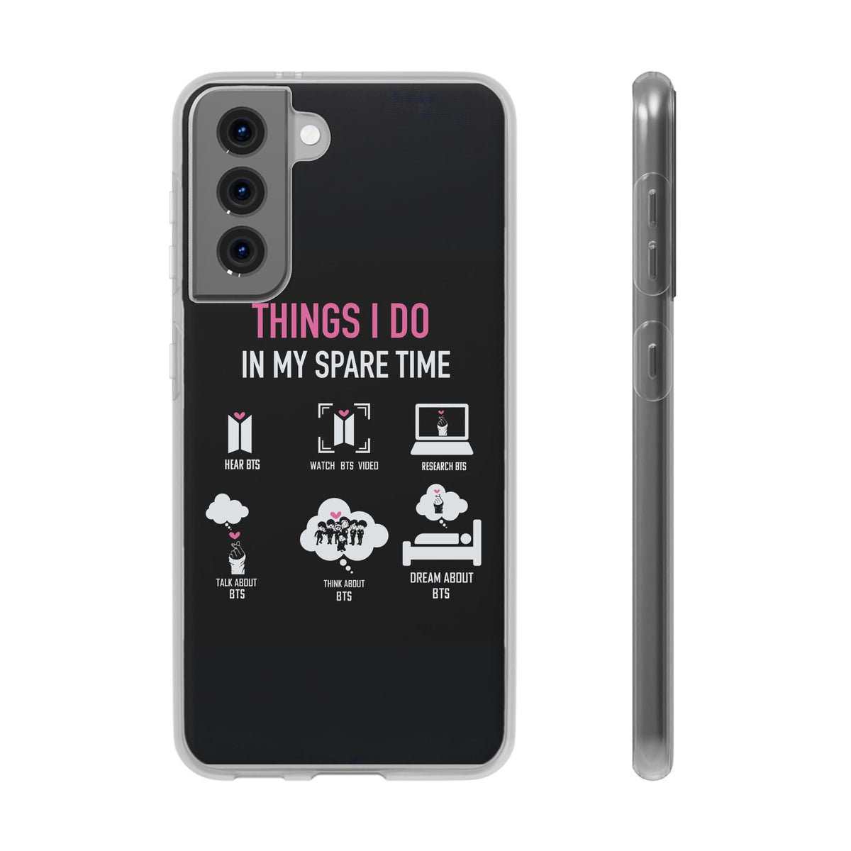 BTS Things I do in my spare time - B/W Cell Phone Case - iPhone, Samsung and Custom Covers - K - Pop Phone Covers, Gifts for Fans, Stylish Cell Phone Accessories - Beyond The Shoppe