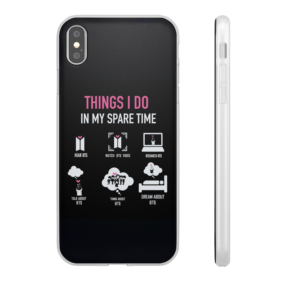BTS Things I do in my spare time - B/W Cell Phone Case - iPhone, Samsung and Custom Covers - K - Pop Phone Covers, Gifts for Fans, Stylish Cell Phone Accessories - Beyond The Shoppe