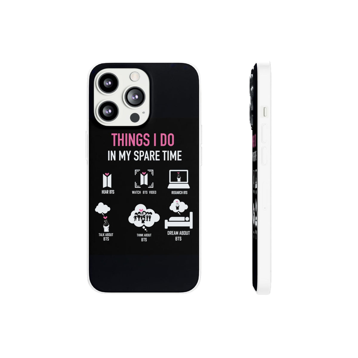 BTS Things I do in my spare time - B/W Cell Phone Case - iPhone, Samsung and Custom Covers - K - Pop Phone Covers, Gifts for Fans, Stylish Cell Phone Accessories - Beyond The Shoppe