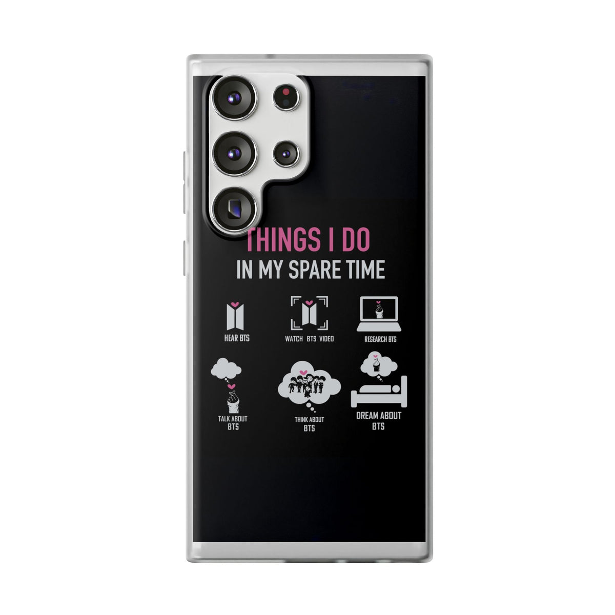 BTS Things I do in my spare time - B/W Cell Phone Case - iPhone, Samsung and Custom Covers - K - Pop Phone Covers, Gifts for Fans, Stylish Cell Phone Accessories - Beyond The Shoppe