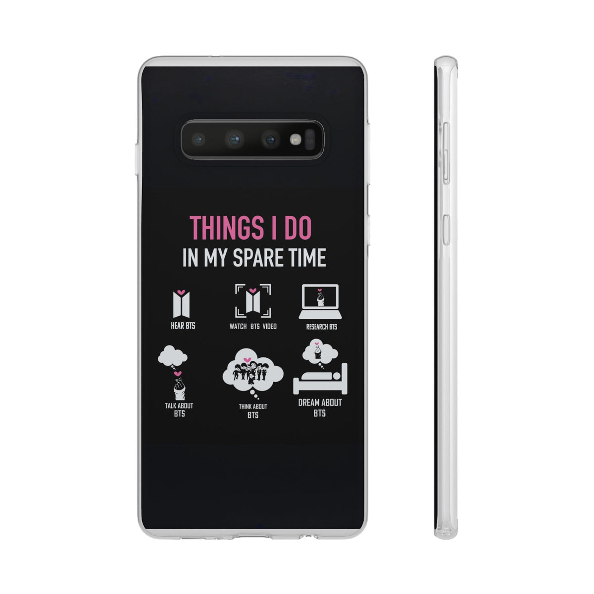 BTS Things I do in my spare time - B/W Cell Phone Case - iPhone, Samsung and Custom Covers - K - Pop Phone Covers, Gifts for Fans, Stylish Cell Phone Accessories - Beyond The Shoppe