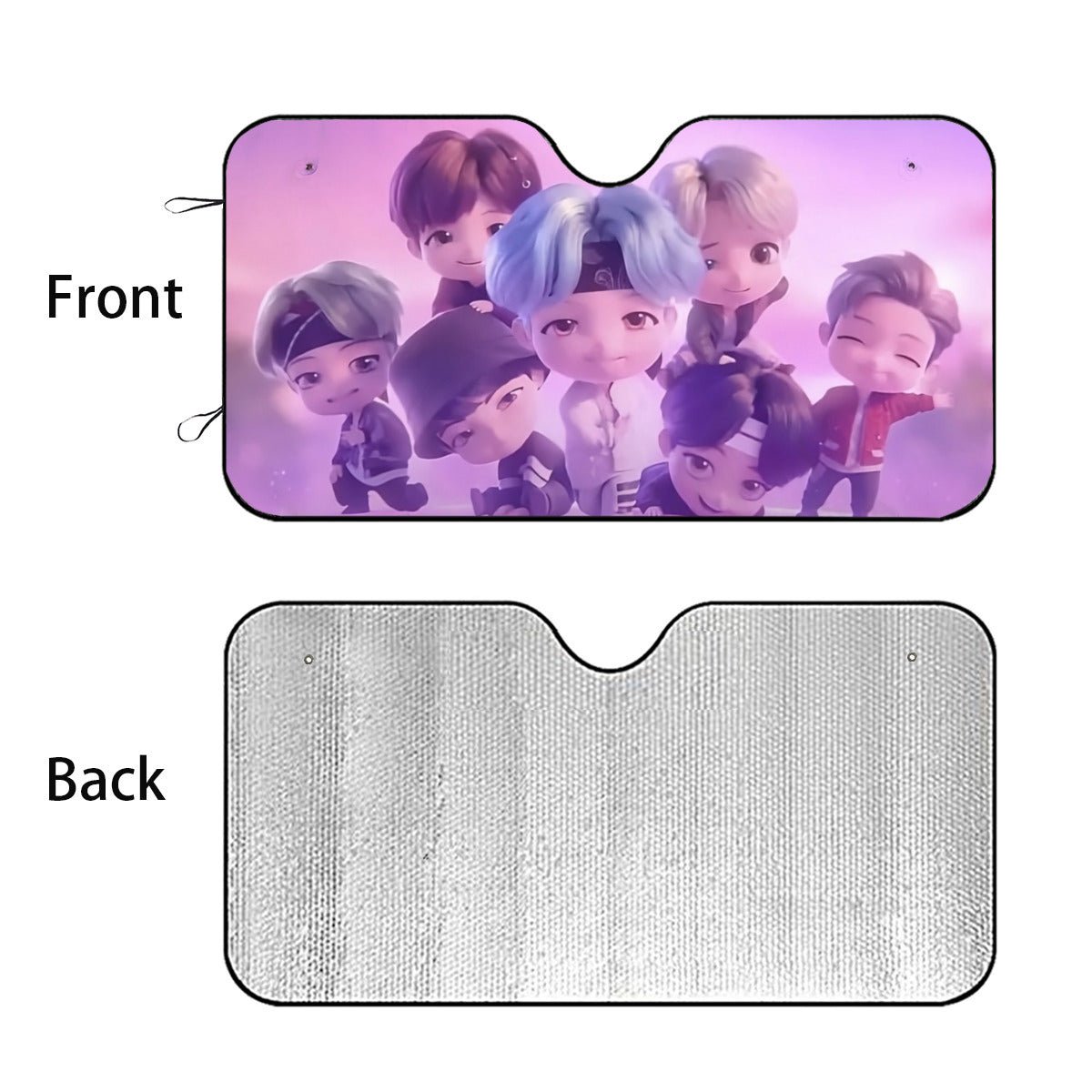 BTS Tiny Tan Car Sun Shade - OT7 BT21 Car Sun Shade - Gift for Army Car Sunshade BTS - K - Pop Inspired Car Windshield Accessories - Beyond The Shoppe
