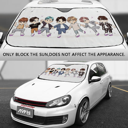 BTS Tiny Tans Car Sun Shade - BT21 Car Sun Shade - Gift for Bangtan Fan, Army Car Sunshade BTS - K - Pop - Beyond The Shoppe