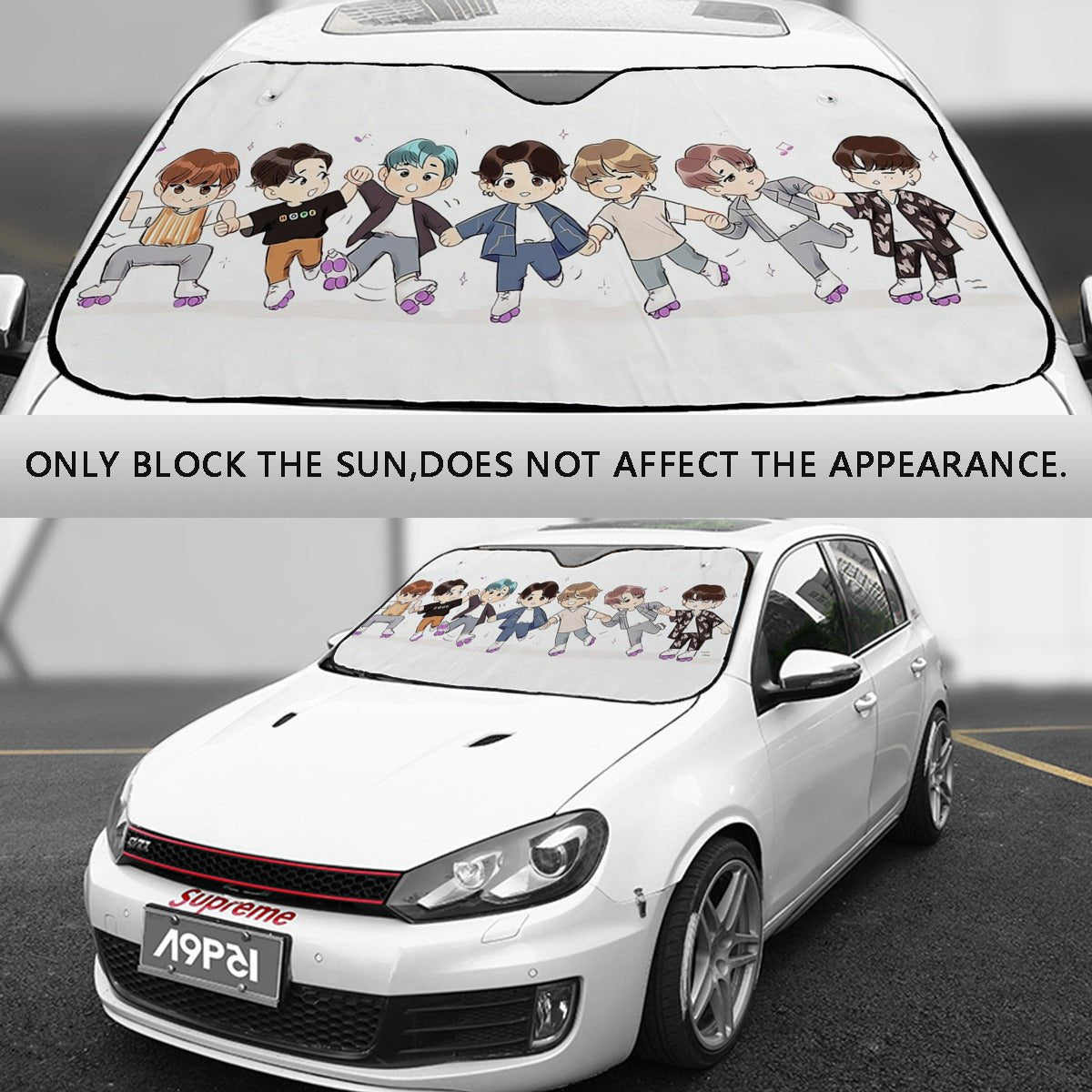 BTS Tiny Tans Sun Shade - Windshield Cover - KPop Themed - Great gift! Car Window Shield - Windshield Protector - Beyond The Shoppe