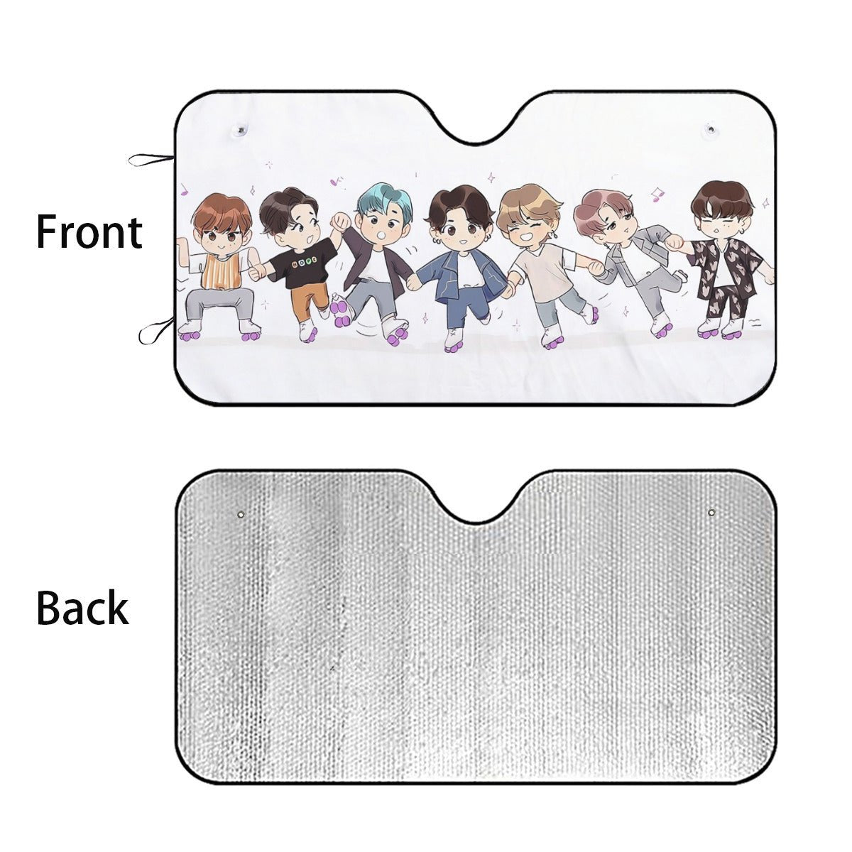 BTS Tiny Tans Sun Shade - Windshield Cover - KPop Themed - Great gift! Car Window Shield - Windshield Protector - Beyond The Shoppe
