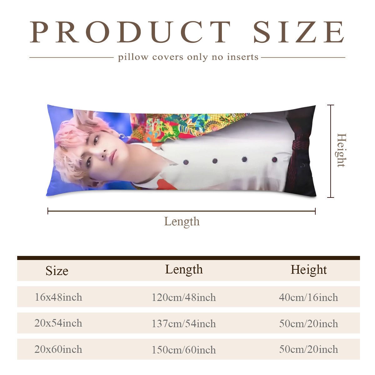 BTS V Body Pillow Case - 3 Sizes - BTS V full size pillow case - BTS Taehyung double sided pillow case - Beyond The Shoppe