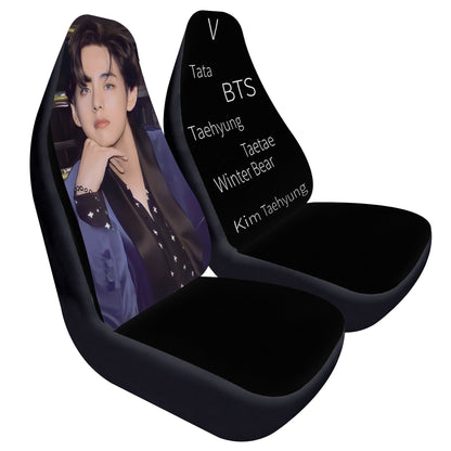 BTS V - Taetae Car Seat Microfiber Covers - Set of 2 - BTS car seat covers - bangtan army car accessories - bts car - Beyond The Shoppe