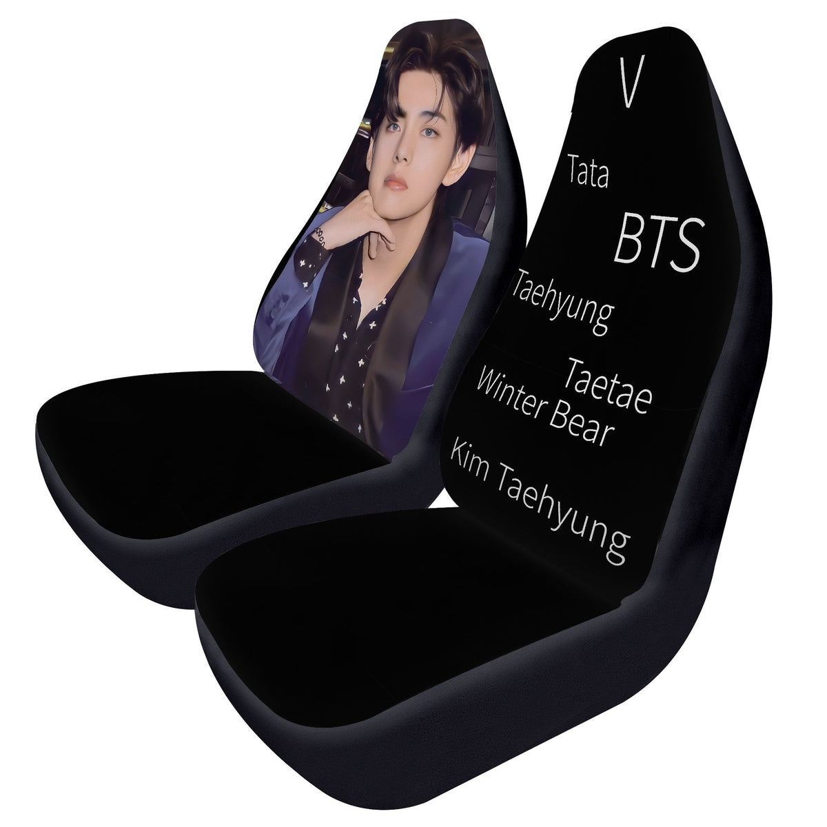 BTS V - Taetae Car Seat Microfiber Covers - Set of 2 - BTS car seat covers - bangtan army car accessories - bts car - Beyond The Shoppe