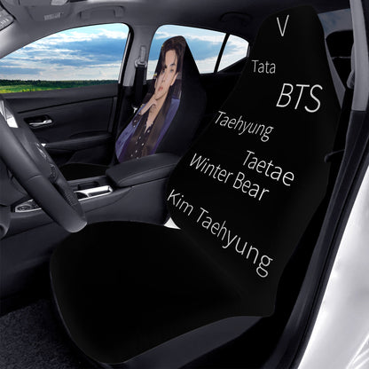 BTS V - Taetae Car Seat Microfiber Covers - Set of 2 - BTS car seat covers - bangtan army car accessories - bts car - Beyond The Shoppe
