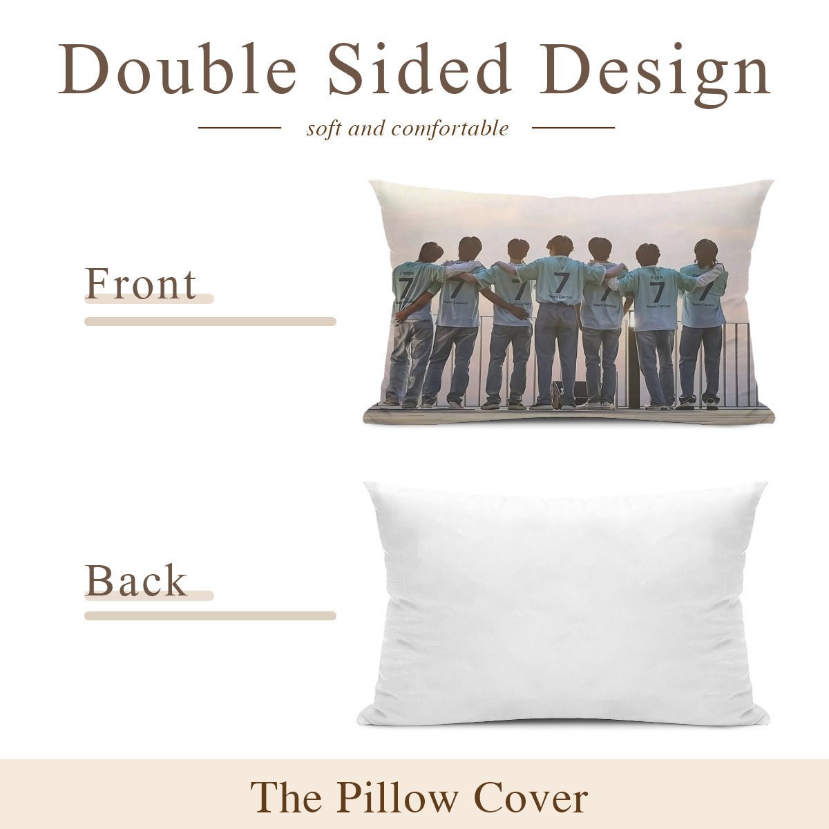 BTS We are 7 - Full Body Pillow Case - Double Sided with two different photos full body pillowcases - 3 sizes! Great Kpop gift idea! - Beyond The Shoppe