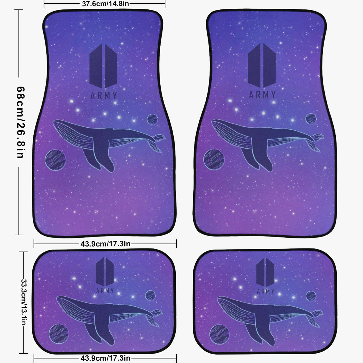 BTS Whalien Car Mats - Set of 4 (2 Front + 2 Rear) - BTS Car Accessories - Bangtan Car mats - Kpop car mats - Beyond The Shoppe