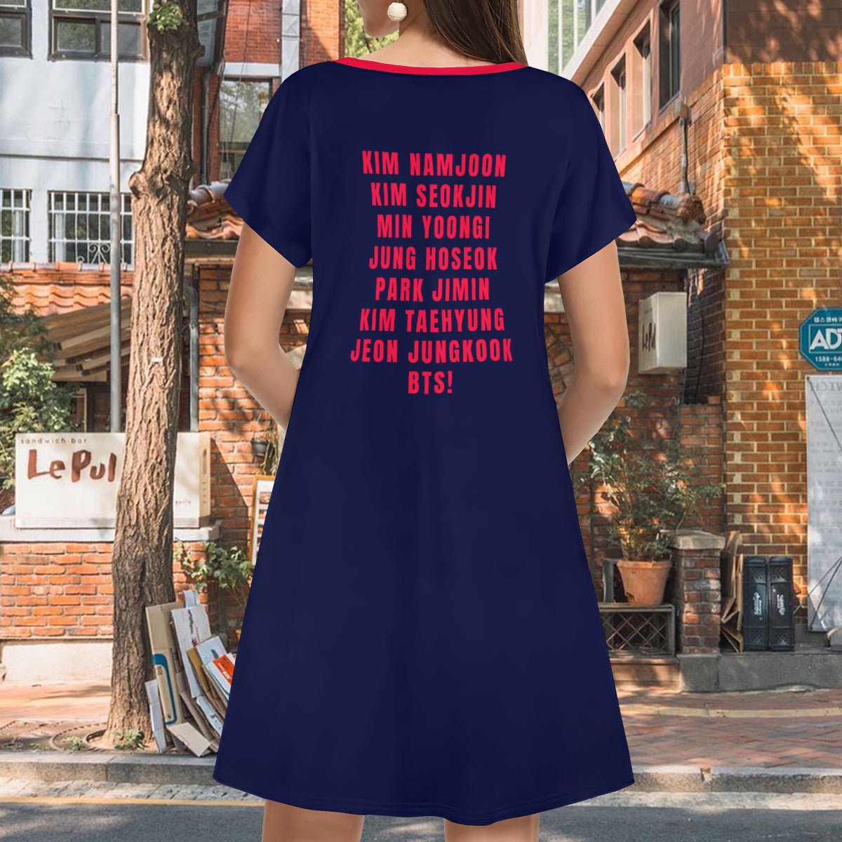 BTS WORLD TOUR ARIRANG 2026 Concert Women’s V - Neck Long Dress - Loose Fitting Silky Fabric - Beyond The Shoppe