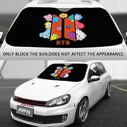 BTS BT21 Car Sun Shade - BT21 Car Sun Shade - Windshield Cover Visor - Gift for Bangtan Fan, Army Car Sunshade BTS