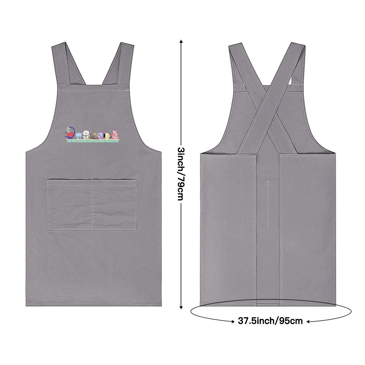 BTS BT21 Adult's Apron - Korean literary style - 2 colors! Cotton Linen - Great for up & coming chefs!