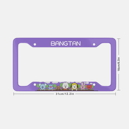 Cute BTS BT21 License Plate Frame - Bangtan - NEW License Plate Frame UV Print - Koya mang rj shooky chimmy cooky & tata - Beyond The Shoppe
